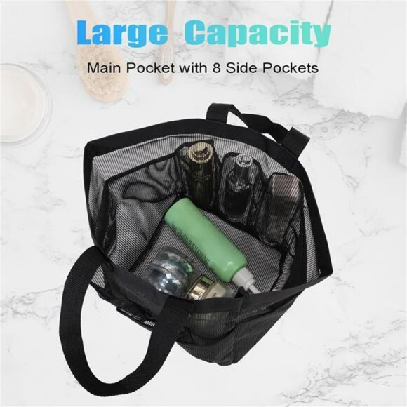 Portable mesh shower caddy tote bag dorm bathroom organizer travel gym beach - Picture 4 of 8